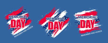 Set modern background for Memorial Day USA. Dynamic design elements for a flyer, sale, brochures, presentations, party etc. Vector illustration.のイラスト素材