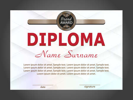 Diploma or certificate template with geometric modern background. Vector illustration.のイラスト素材