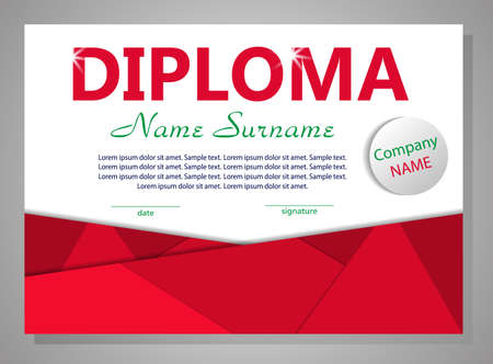 Red template diploma or certificate. Elegant background. Vector illustration.のイラスト素材