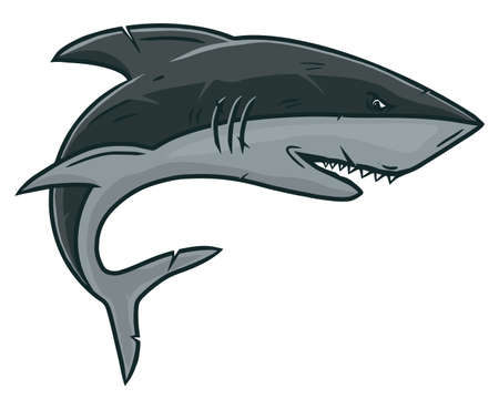 Shark in vintage style isolated vector illustration. Hand drawn design element.のイラスト素材