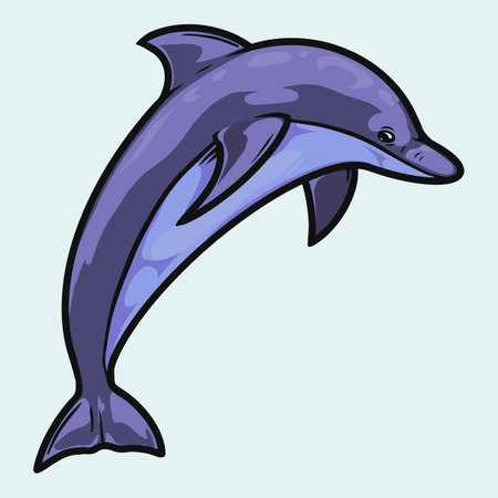 Dolphin jump in vintage style isolated vector illustrationのイラスト素材