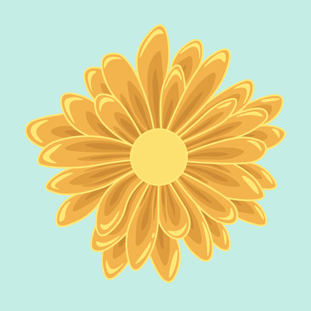 Isolated orange flower. Single daisy flower. Lined and colored daisy flowerのイラスト素材
