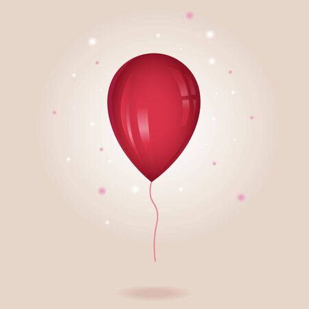 Vector illustration of red balloon with shining and sparkles.のイラスト素材
