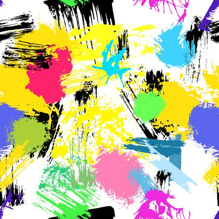 Seamless grunge pattern created with brush strokes. Colored retro pattern with abstract design for printing, web-design, textileのイラスト素材