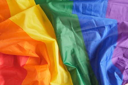 Rainbow lgbt flag background copy space crumpled lgbt community flag symbolの写真素材