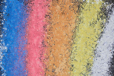 stripes are drawn with chalk on the asphalt top viewの写真素材