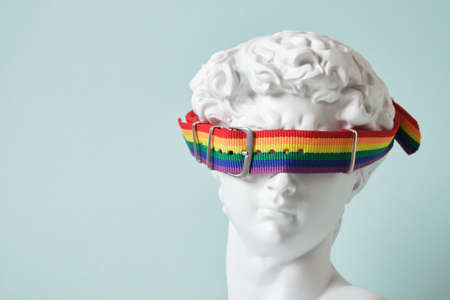 The concept of the Prade lgbt pride. David sculptural head rainbow bracelet lgbt community symbolの写真素材