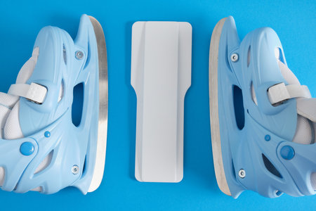 skates for figure skating and a mockup spinner for practicing spins without ice for figure skaters,...