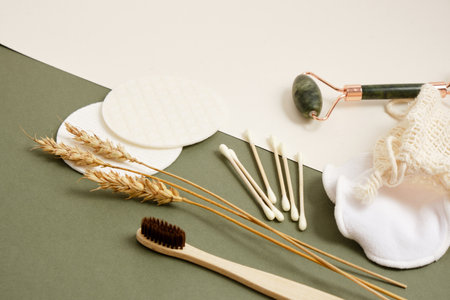 personal care and hygiene products made from natural and eco-friendly materials, zero waste lifestyle, no plastic conceptの写真素材