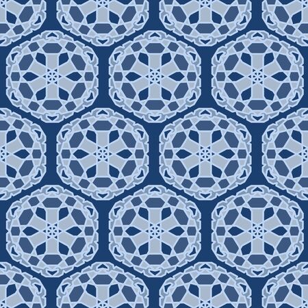 Hexagon tile with oriental motif. Calm colorsのイラスト素材