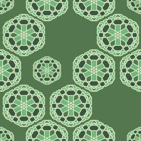 Hexagon tile with oriental motif. Calm colorsのイラスト素材