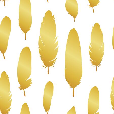 Seamless patterns of New Year party with gold feathers. Vector abstract golden background.のイラスト素材