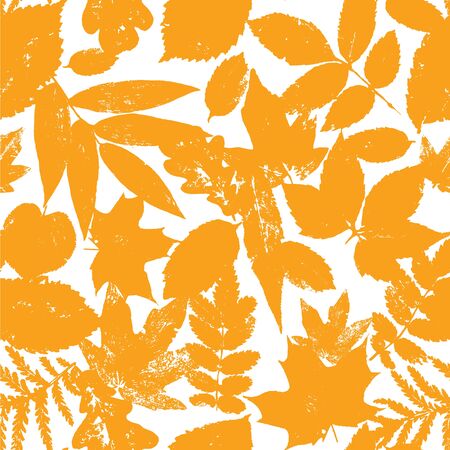 Colourful orange autumn leaves bunch seamless pattern. Vector grunge design elements for cards, wallpapers, backgrounds.のイラスト素材