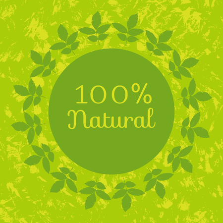 Natural organic label with hand drawn ink abstract grunge texture. Vector mandala or label beautiful leaves. Grunge design frame for web and print, template for design. Typography poster.のイラスト素材