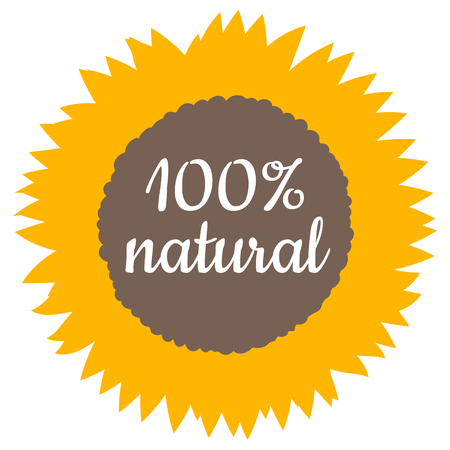 Vector natural product label and shape with sunflower. Beekeeping products. Honey design element.のイラスト素材