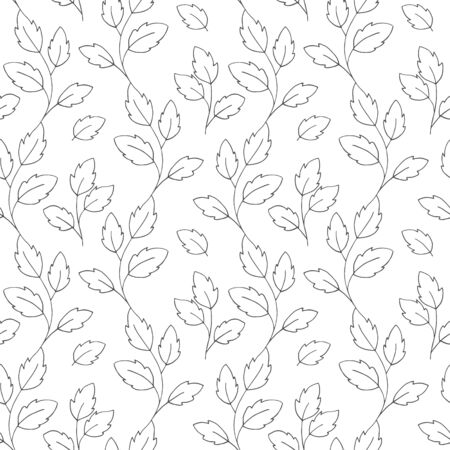 Vector monochrome leaves seamless pattern. Floral background.のイラスト素材