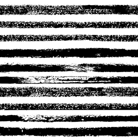 Hand drawn black ink abstract striped seamless pattern. Vector grunge texture. Monochrome paint brush smears on white background.のイラスト素材