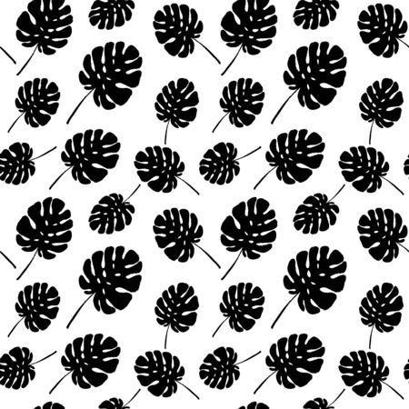 Summer tropical Monstera leaves tree leaves seamless pattern. Vector grunge design for cards, wallpapers, backgrounds and natural product.のイラスト素材