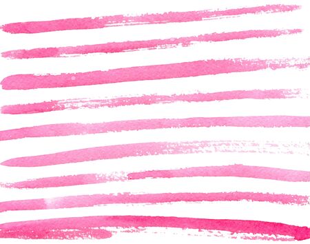 Vector pink watercolor abstract stripes on white background. Hand drawn paint stains. Abstract make up paint brush strokes.のイラスト素材