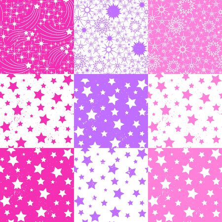 Seamless pattern with stars. Vector cartoon kids background.のイラスト素材