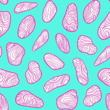 Pattern with sketch stones. Vector cartoon and boho background in pop art style. Doodle drawing.のイラスト素材