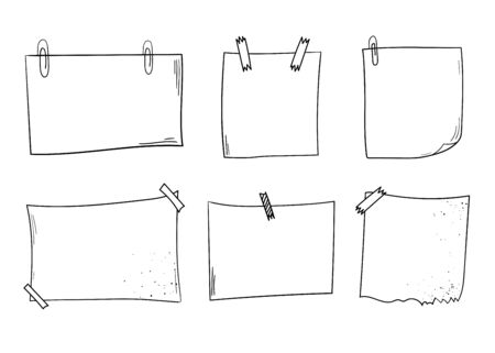 Vector notepapers, notebook, copybook sheets. Doodle vector illustration. Hand drawn vintage, modern set.のイラスト素材