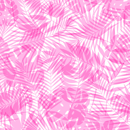 Summer tropical palm tree leaves seamless pattern. Vector grunge design for cards, web, backgrounds and natural product.のイラスト素材