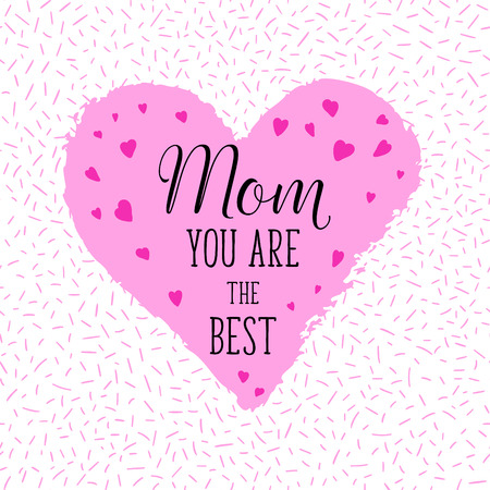 Happy Mothers's Day greeting card, poster with ink hand drawn stains, hearts. Vector background with hand lettering.のイラスト素材