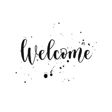 Welcome modern calligraphy sign, lettering, photo overlayのイラスト素材