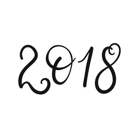 2018 calligraphy. Vector phrase for Happy New greeting card, banner.のイラスト素材