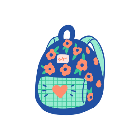 A Vector school backpack illustration element. Kids, travel rucksack icon on white backgroundのイラスト素材