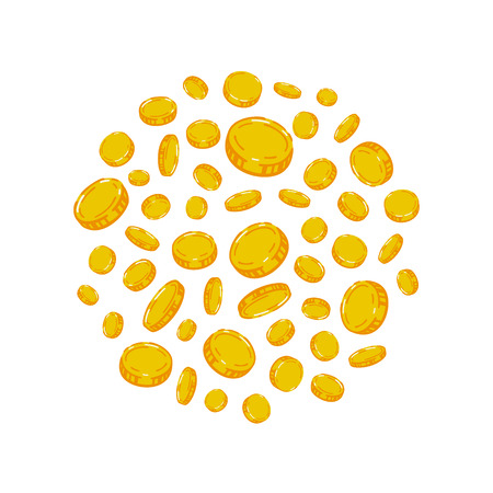 Vector gold coins falling background. Finance graphicのイラスト素材