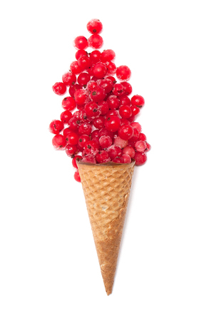 Ice cream made from  frozen berries red currantの写真素材