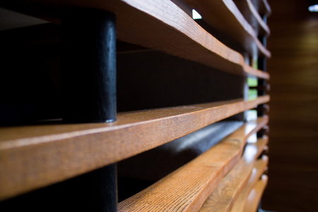 decorating concept - perspective wooden wall in restaurant spaceの写真素材