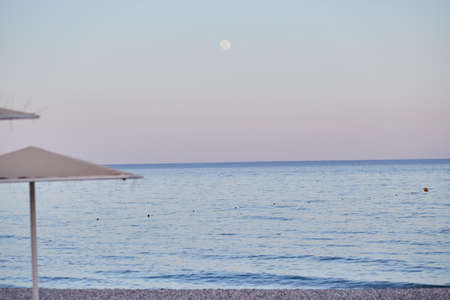 Summer evening view at the seaside and Mediterranean Sea. Natural wallpaper. High quality photoの写真素材