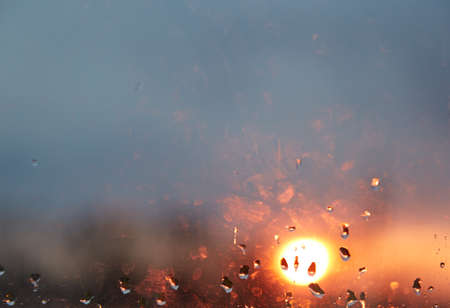 Sunset, dusk at rainy day background or texture. High quality photo