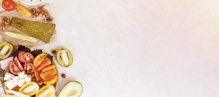 Organic natural soft drink with blueberries, seeds, basil extract, leaves, ice. Refreshing summer Asian drink.の写真素材