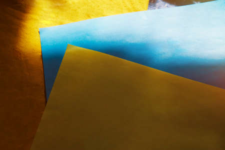Vintage Ukrainian flag background. Ukrainian flag with copy space. Stop the war in Ukraine. Stop Russian aggression. Stay with Ukraine. sensation. Pray for Ukraineの写真素材