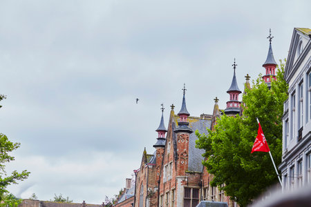 Authentic Bruges Architecture. Old European Buildings in Bruges. Travel Destination.