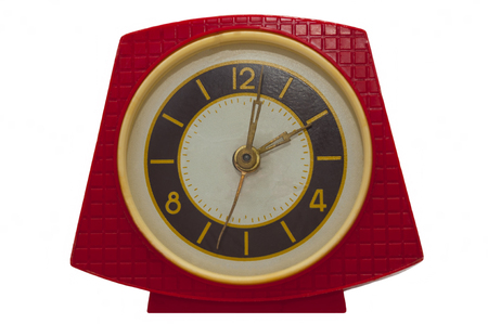 Close-up of desktop clock red on a white background