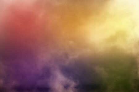 clubs of fog in the colors of the rainbow located on chaoticallyの写真素材
