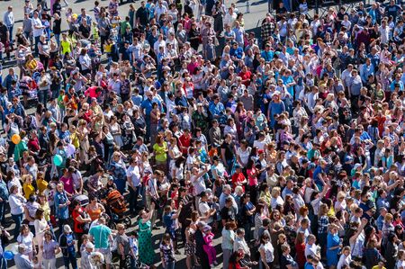 KAYERKAN, Norilsk, KRASNOYARSK REGION - 16 July 2017. The celebration of city Day. A large number of people.のeditorial素材