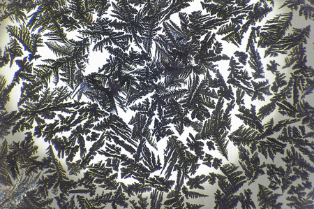 Close-up of the pattern on the frozen glass. The pattern is similar to fern leavesの写真素材