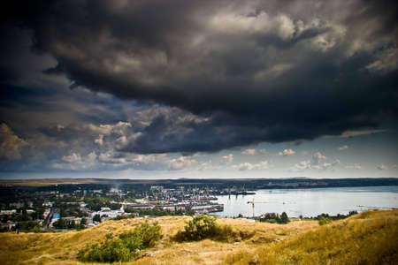 sea port in cloudy weather