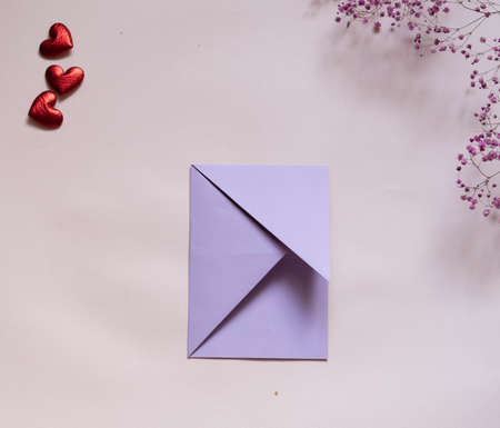 DIY concept. Step 5. Step-by-step photo instructions. A postcard with a flower for Valentine's Dayの写真素材
