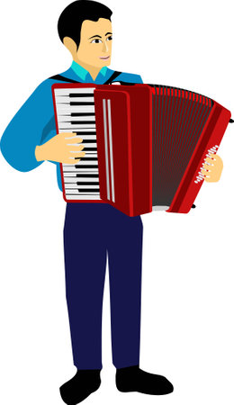 Man Play Accordion Vector Illustrationのイラスト素材