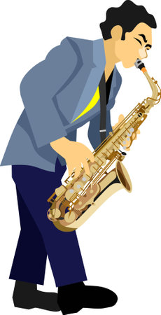 Man Play Saxophone Vector Illustrationのイラスト素材