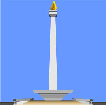 Monas Monument Famous Building Jakarta Indonesia Vector Illustrationのイラスト素材