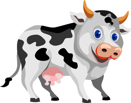 Baby Cow Cartoon Animal Vector Illustrationのイラスト素材