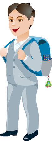 Schoolboy with backpack on a white backgroundのイラスト素材